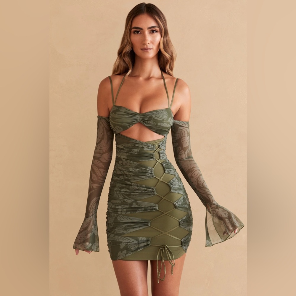 Oh Polly Olive Party Dress